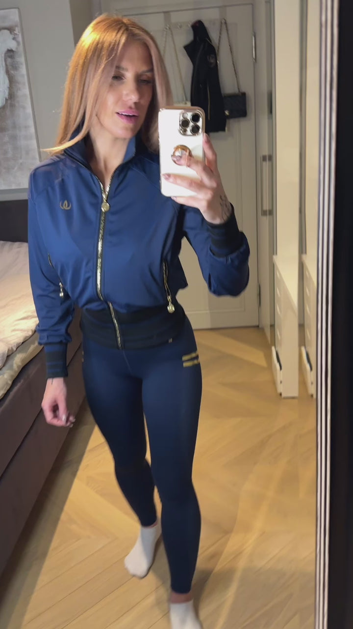 Wallderinska Sport Couture, Edge Stripe Träningstights Navy